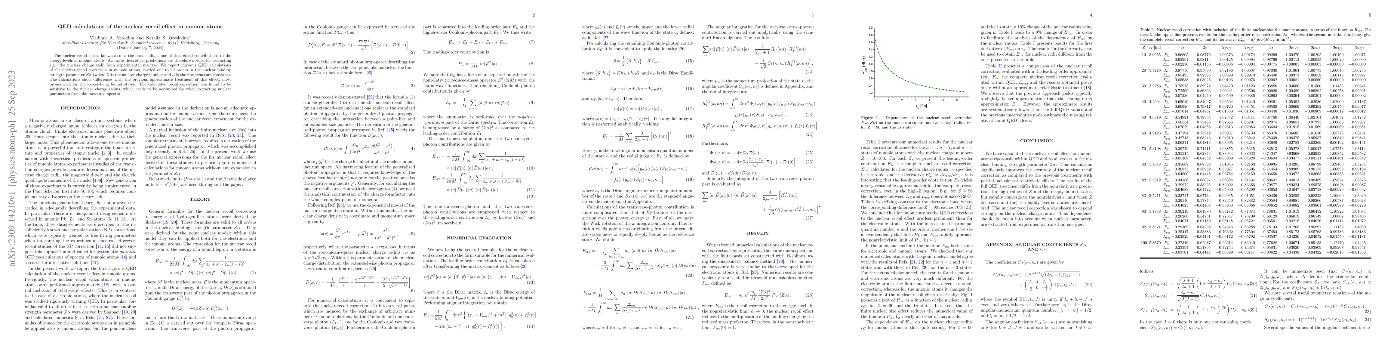 Thumbnail for QED calculations of the nuclear recoil effect in muonic atoms
