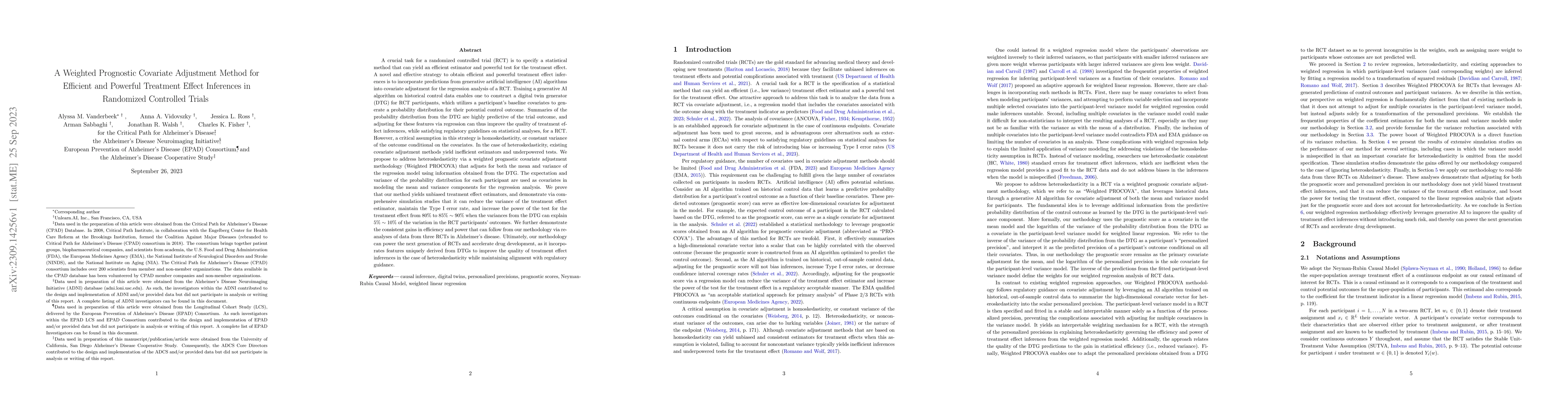 Thumbnail for A Weighted Prognostic Covariate Adjustment Method for Efficient and
  Powerful Treatment Effect Inferences in Randomized Controlled Trials