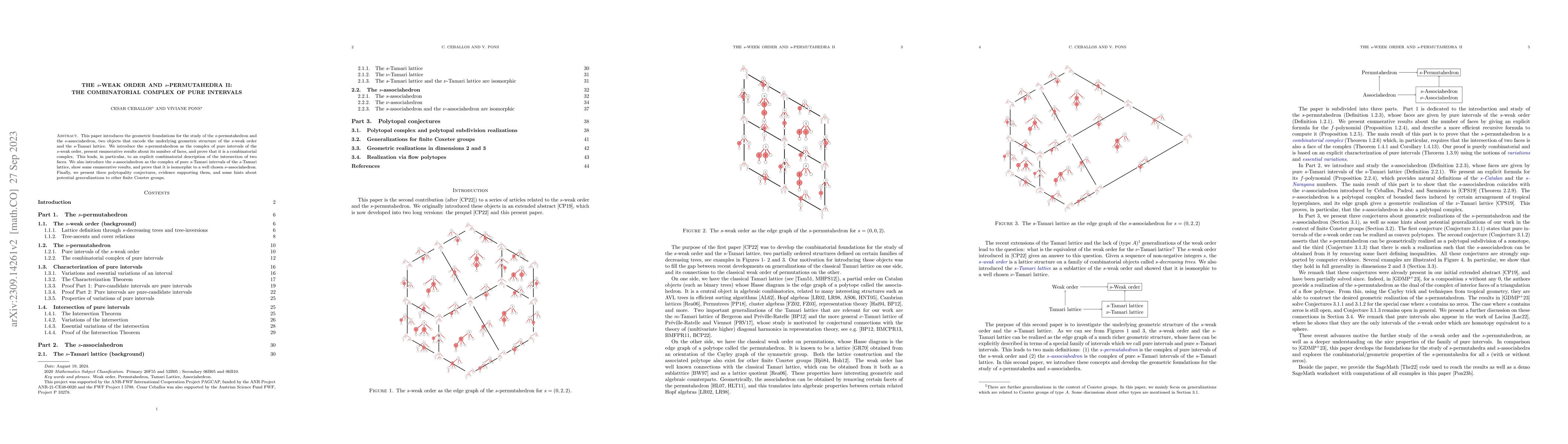 Thumbnail for The $s$-weak order and $s$-permutahedra II: The combinatorial complex of
  pure intervals
