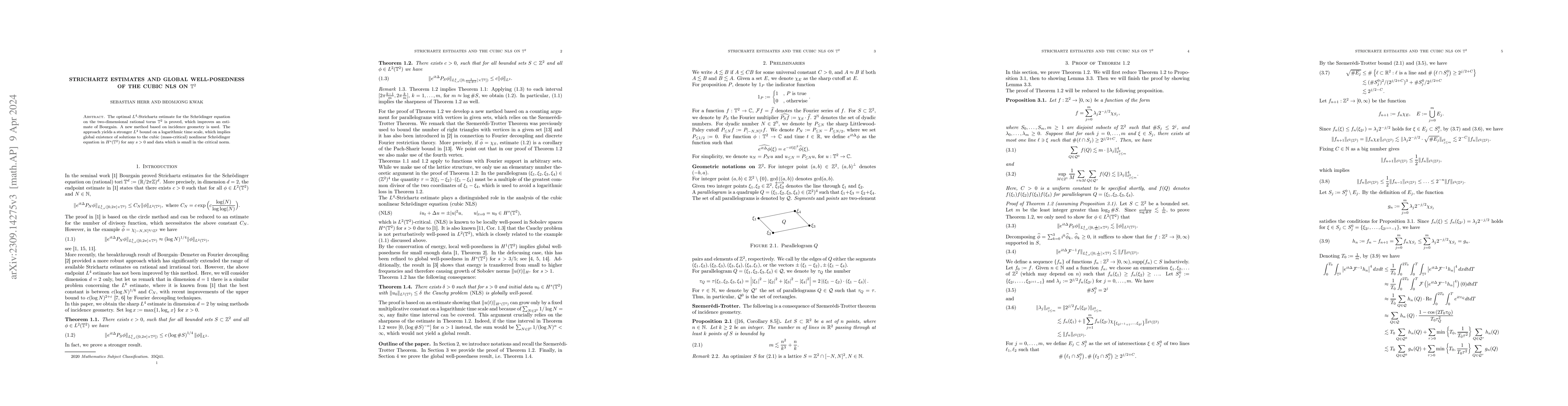 Thumbnail for Strichartz estimates and global well-posedness of the cubic NLS on
  $\mathbb{T}^{2}$