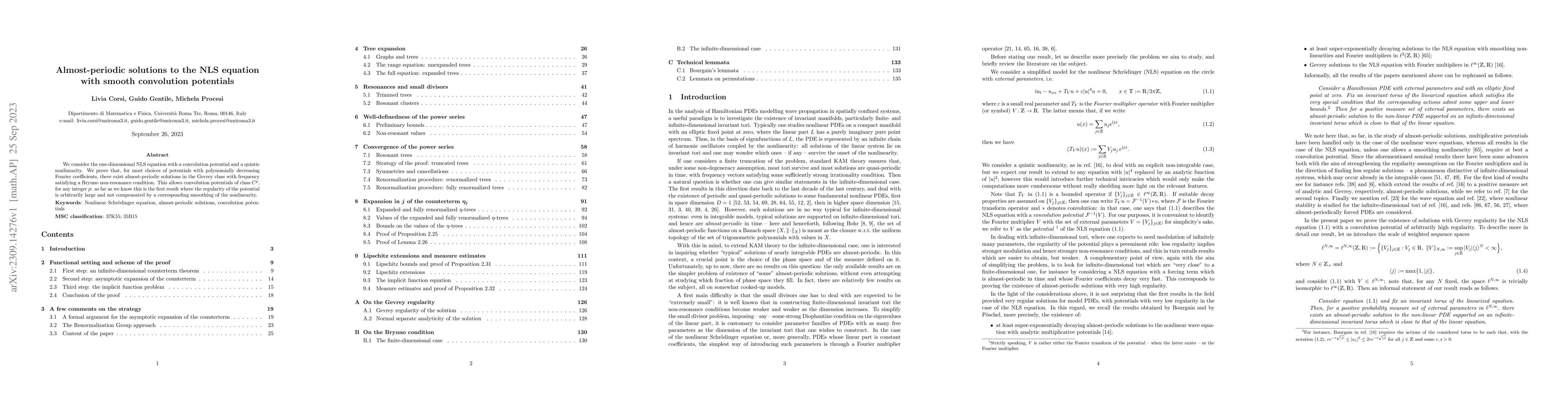Thumbnail for Almost-periodic solutions to the NLS equation with smooth convolution
  potentials