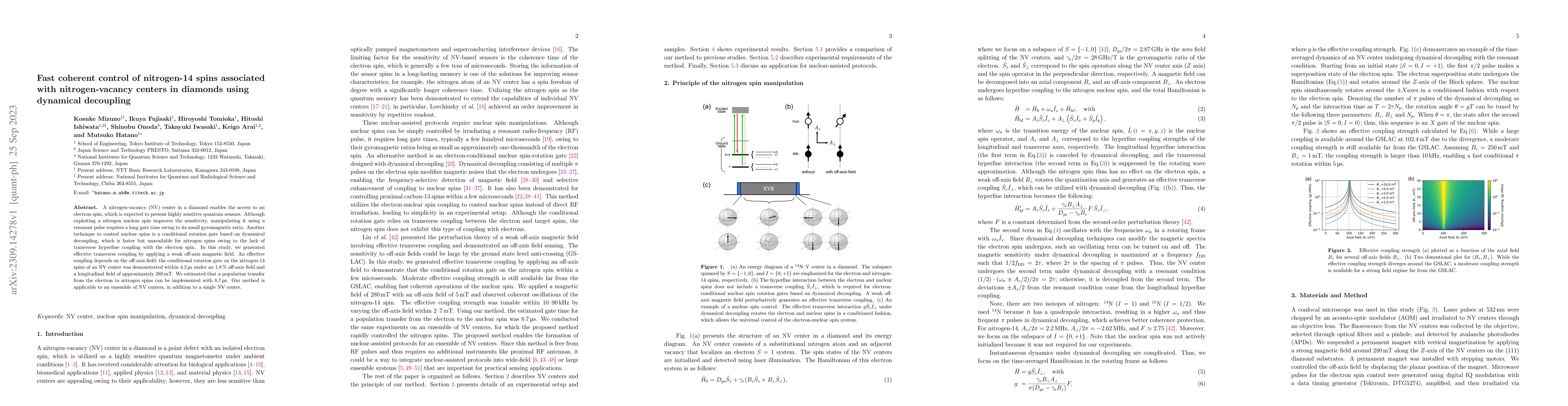 Thumbnail for Fast coherent control of nitrogen-14 spins associated with
  nitrogen-vacancy centers in diamonds using dynamical decoupling