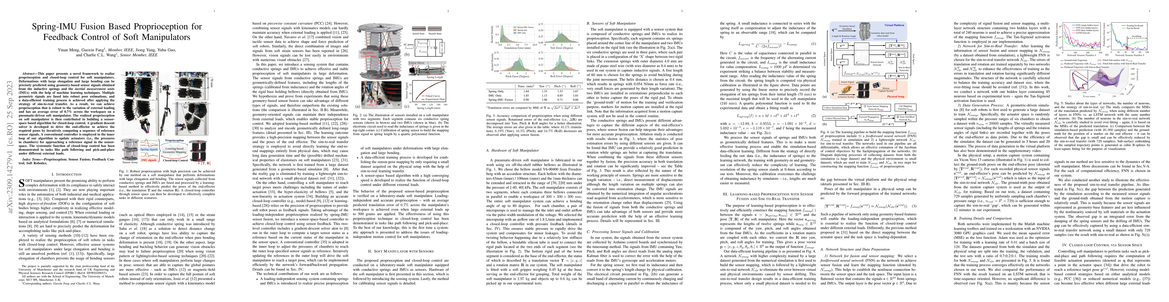 Thumbnail for Spring-IMU Fusion Based Proprioception for Feedback Control of Soft
  Manipulators
