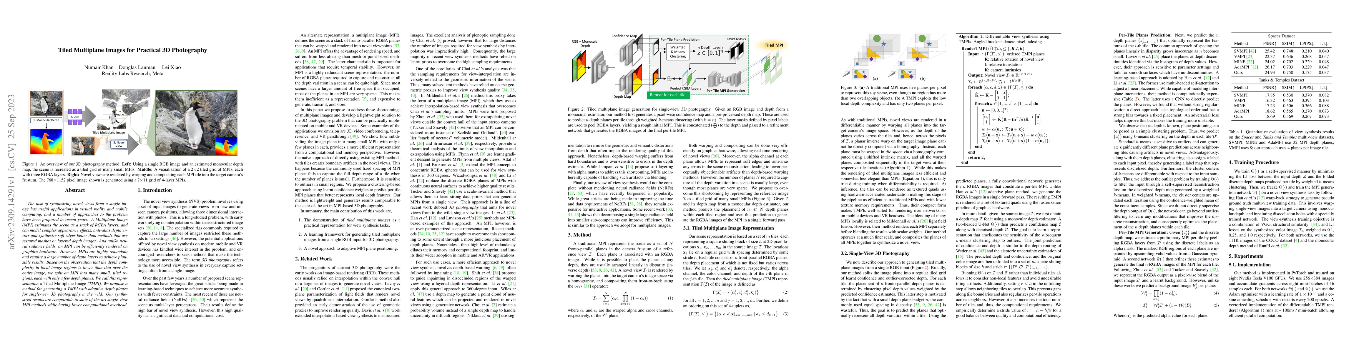 Thumbnail for Tiled Multiplane Images for Practical 3D Photography