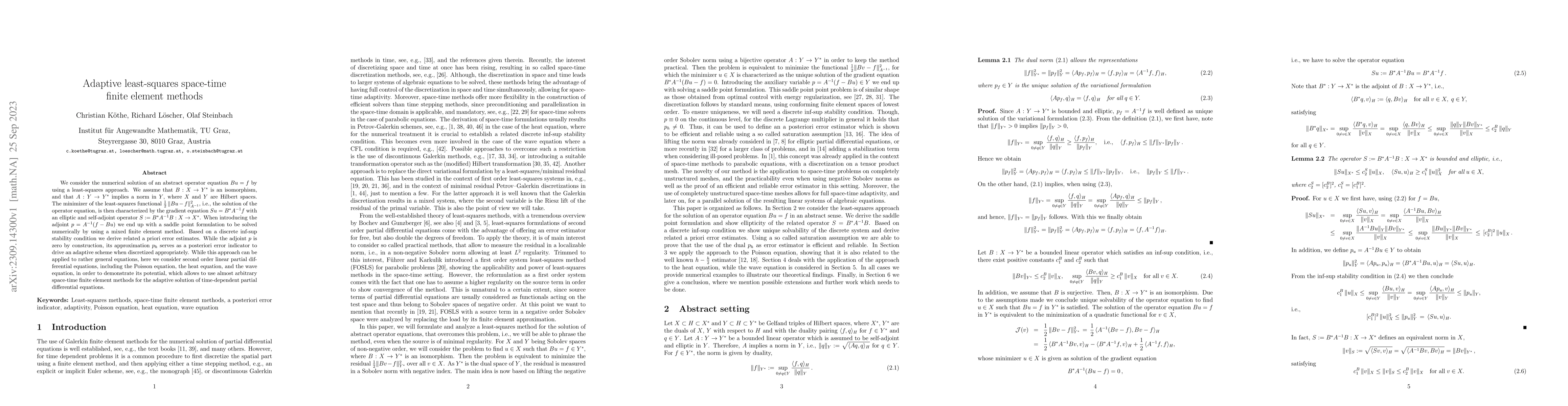 Thumbnail for Adaptive least-squares space-time finite element methods