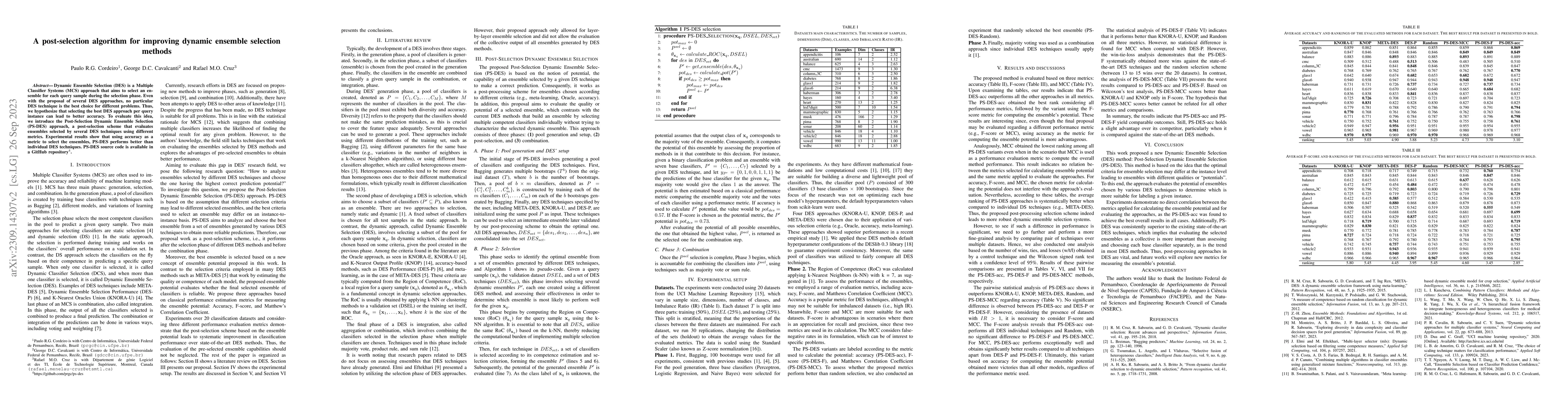 Thumbnail for A post-selection algorithm for improving dynamic ensemble selection
  methods