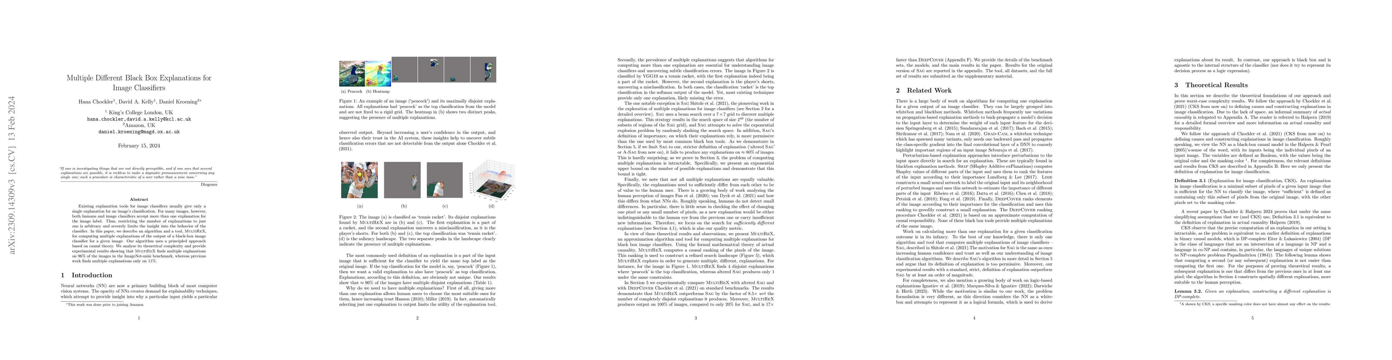 Thumbnail for Multiple Different Black Box Explanations for Image Classifiers