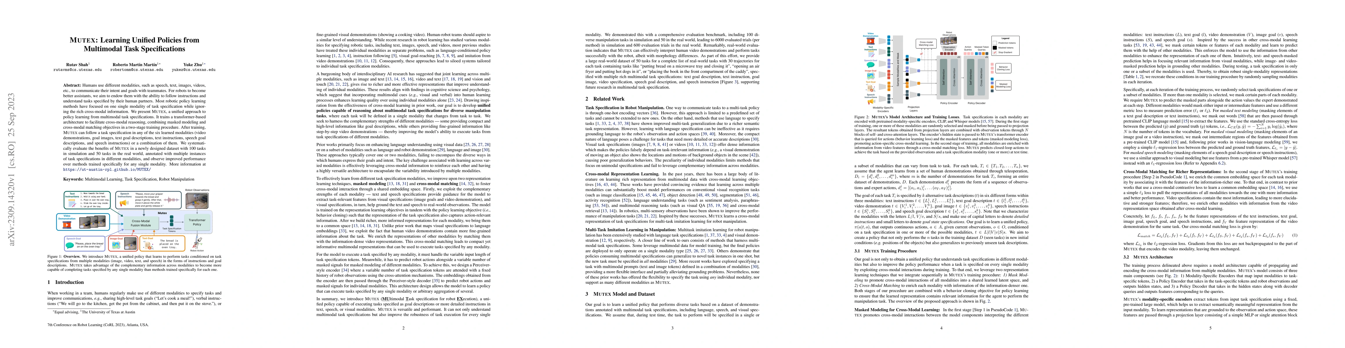 Thumbnail for MUTEX: Learning Unified Policies from Multimodal Task Specifications