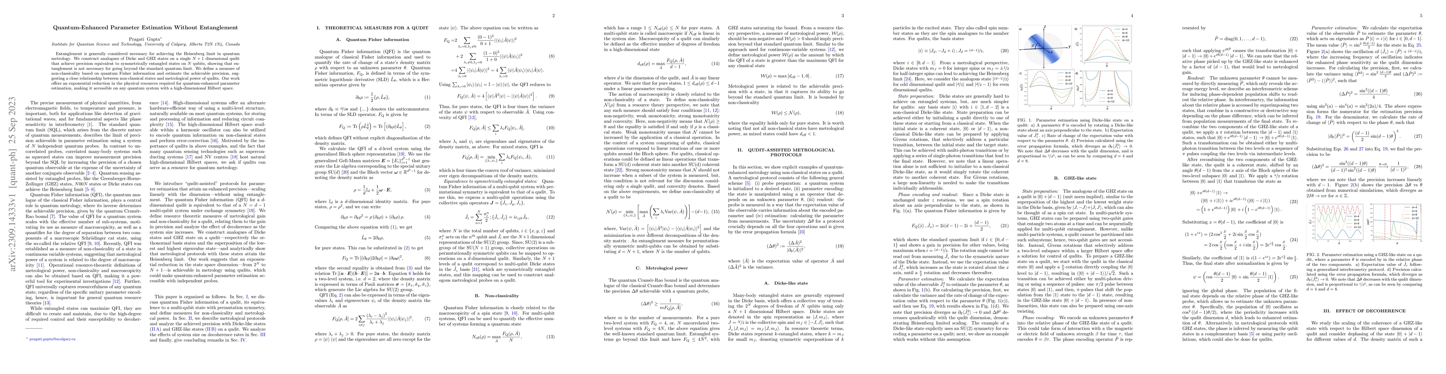 Thumbnail for Quantum-Enhanced Parameter Estimation Without Entanglement