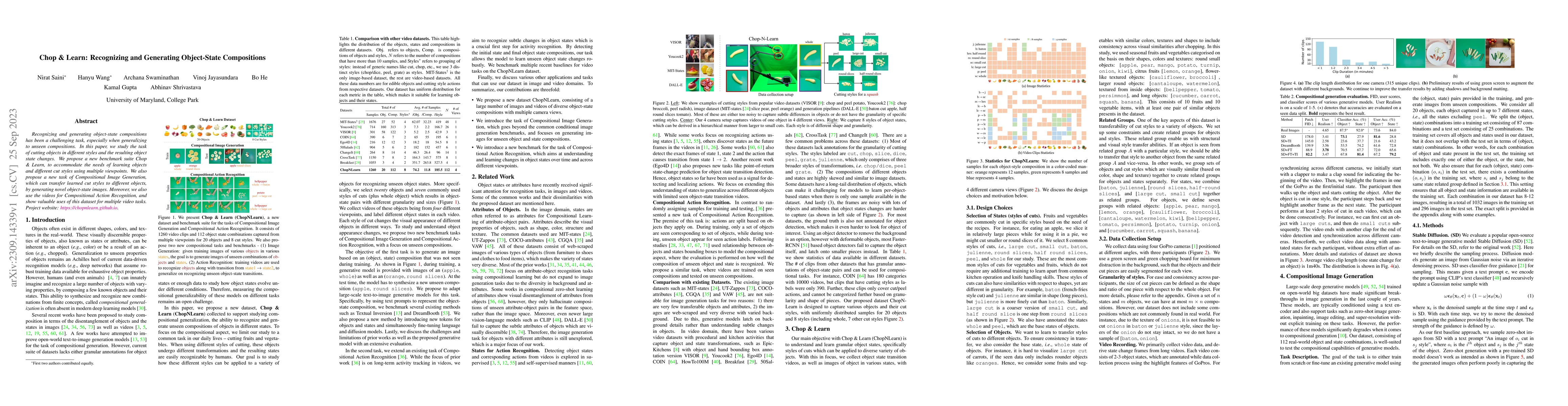 Thumbnail for Chop & Learn: Recognizing and Generating Object-State Compositions