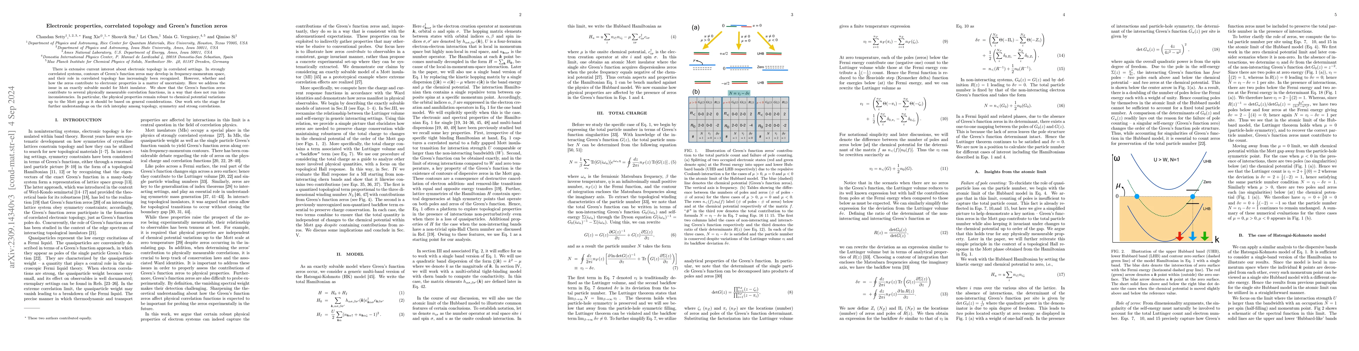 Thumbnail for Electronic properties, correlated topology and Green's function zeros