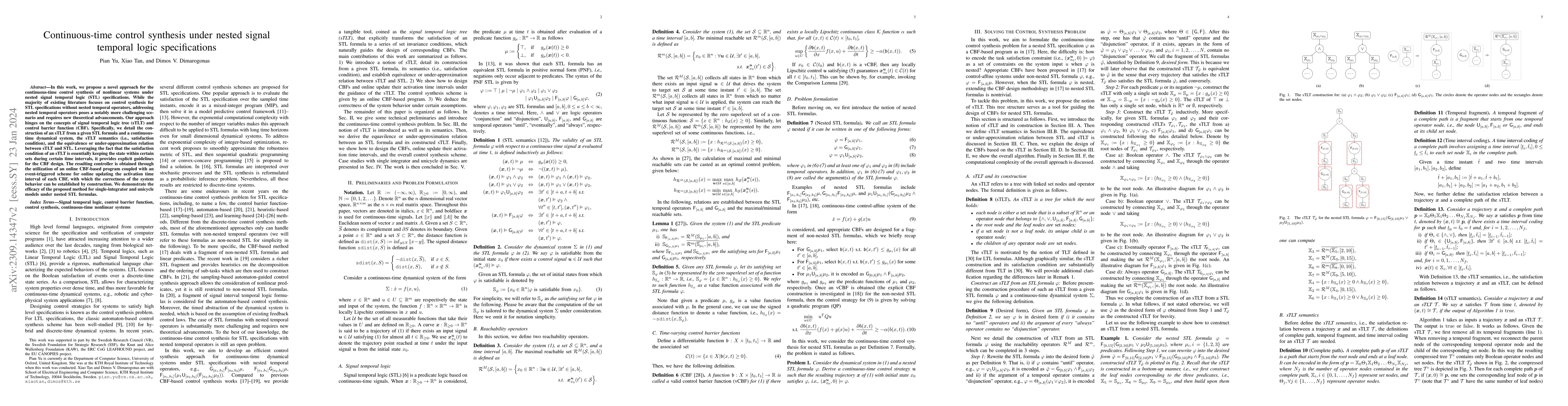 Thumbnail for Continuous-time control synthesis under nested signal temporal logic
  specifications