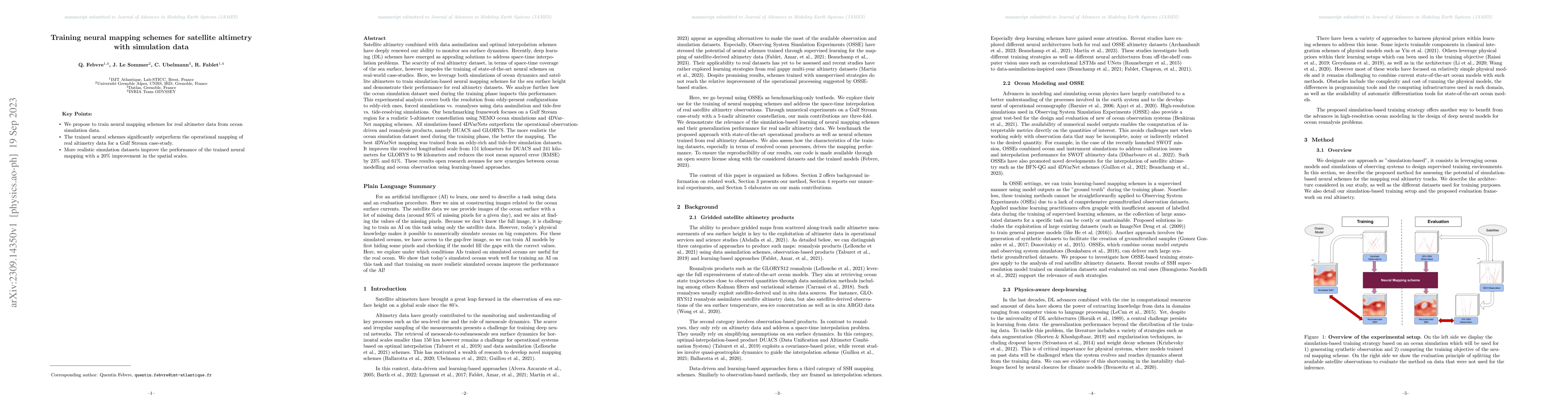 Thumbnail for Training neural mapping schemes for satellite altimetry with simulation
  data