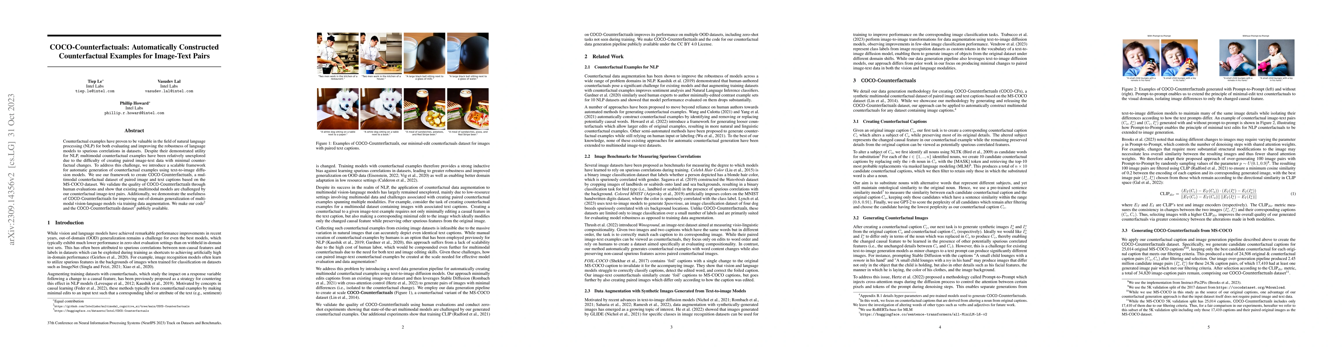 Thumbnail for COCO-Counterfactuals: Automatically Constructed Counterfactual Examples
  for Image-Text Pairs