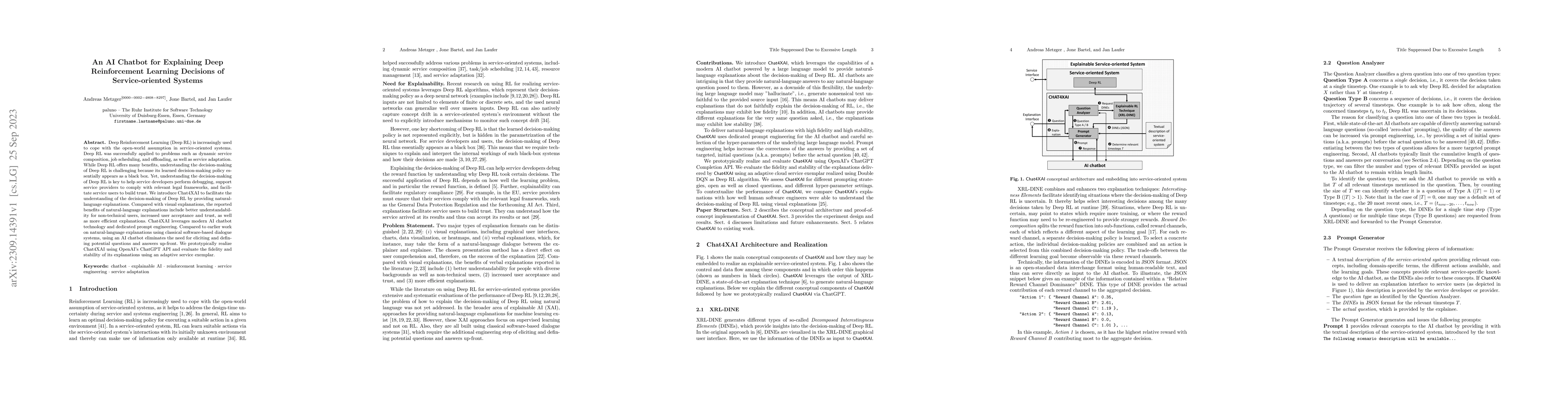 Thumbnail for An AI Chatbot for Explaining Deep Reinforcement Learning Decisions of
  Service-oriented Systems