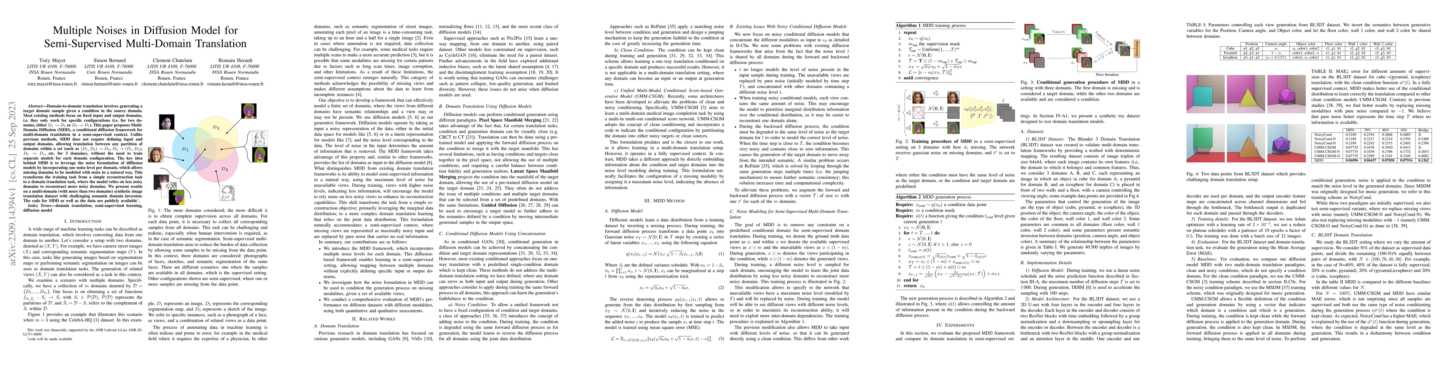 Thumbnail for Multiple Noises in Diffusion Model for Semi-Supervised Multi-Domain
  Translation
