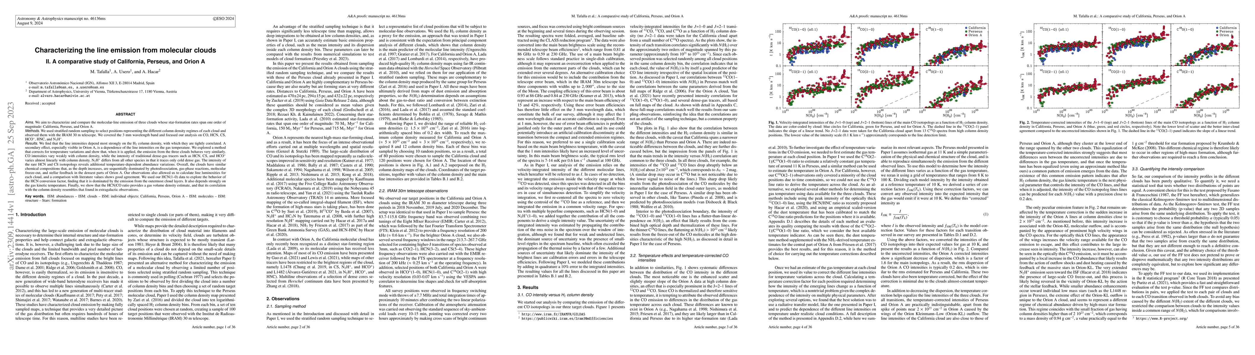 Thumbnail for Characterizing the line emission from molecular clouds. II. A
  comparative study of California, Perseus, and Orion A