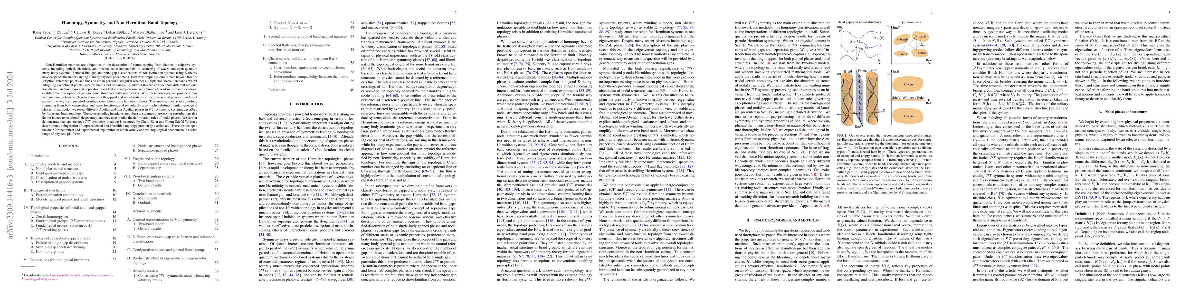 Thumbnail for Homotopy, Symmetry, and Non-Hermitian Band Topology