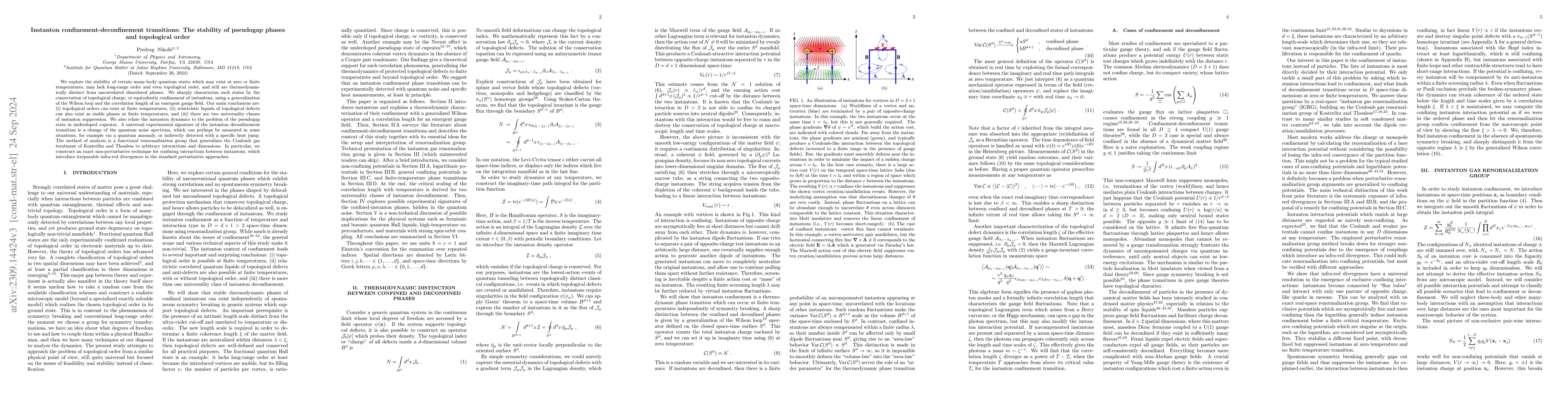 Thumbnail for Instanton confinement-deconfinement transitions: The stability of
  pseudogap phases and topological order