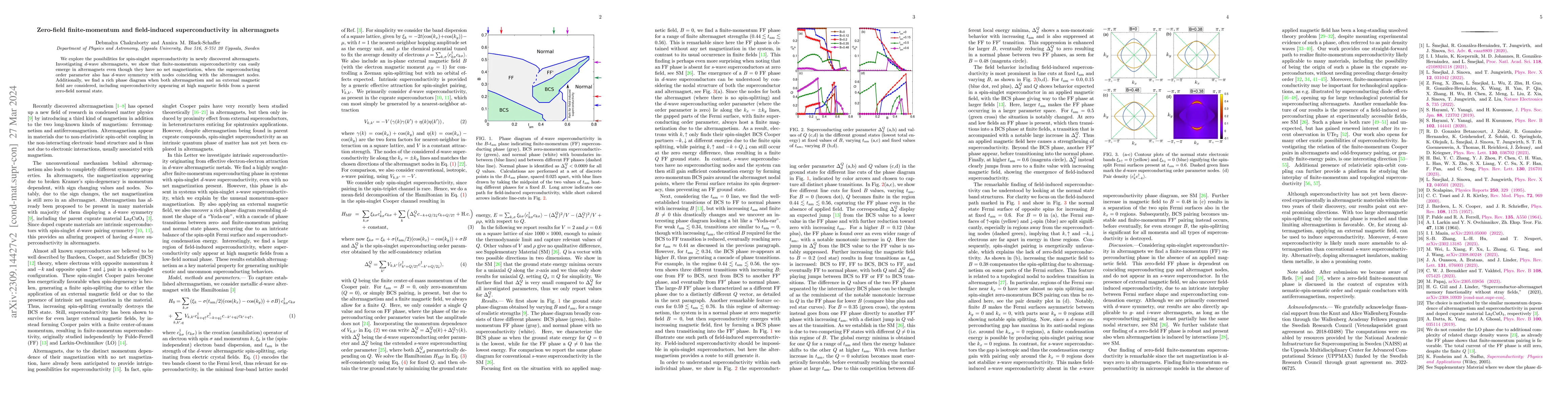Thumbnail for Zero-field finite-momentum and field-induced superconductivity in
  altermagnets