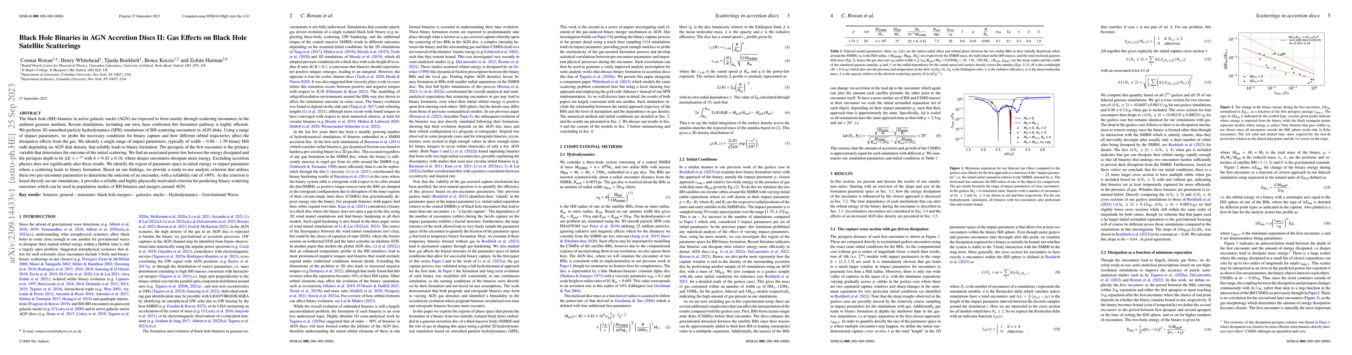 Thumbnail for Black Hole Binaries in AGN Accretion Discs II: Gas Effects on Black Hole
  Satellite Scatterings