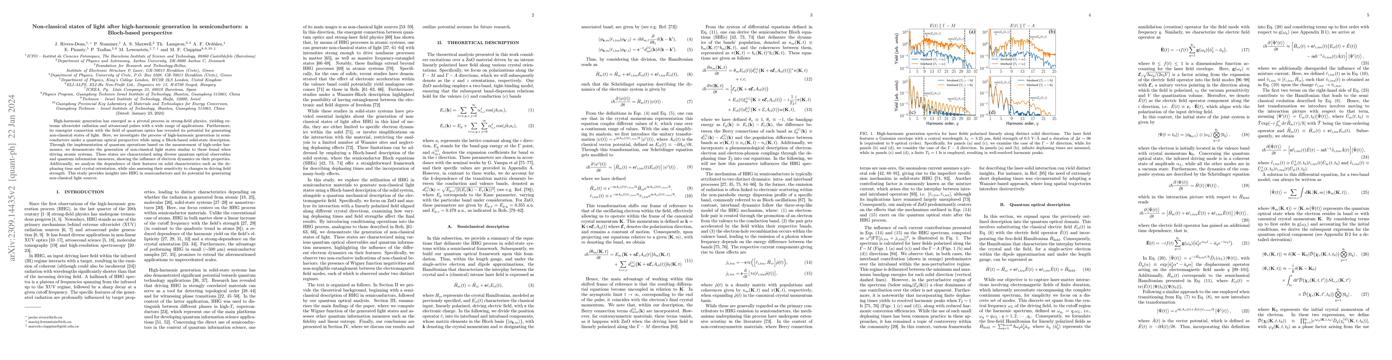 Thumbnail for Nonclassical states of light after high-harmonic generation in
  semiconductors: a Bloch-based perspective