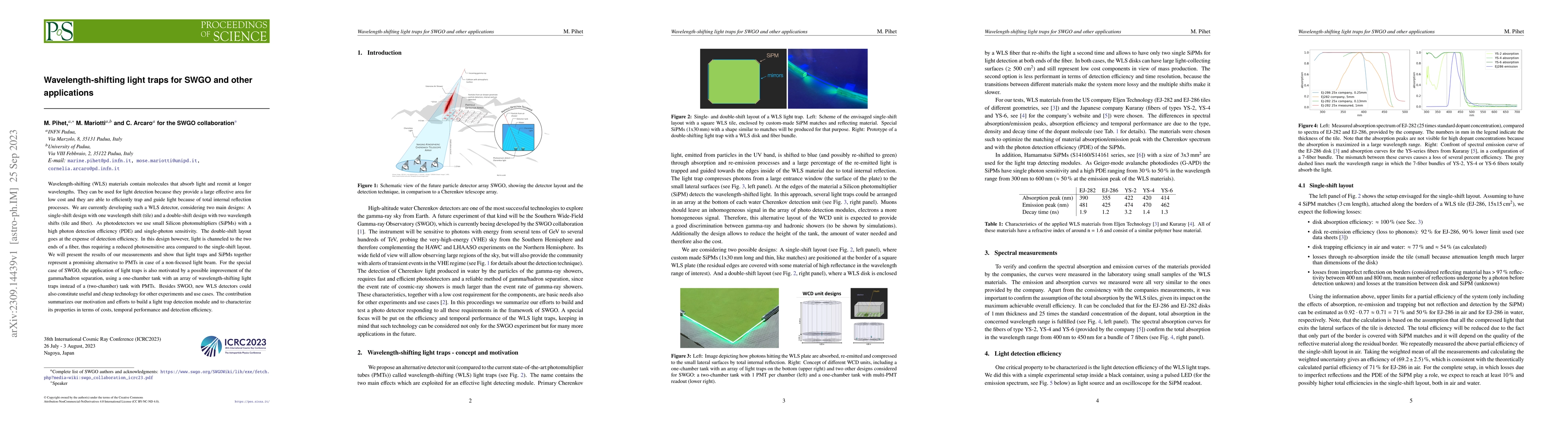Thumbnail for Wavelength-shifting light traps for SWGO and other applications
