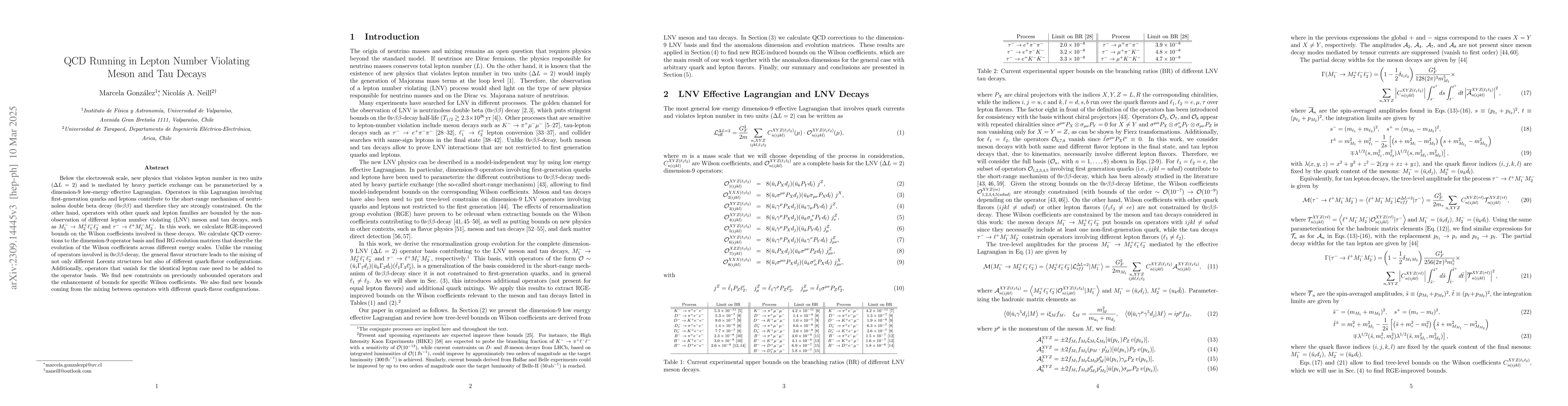 Thumbnail for QCD Running in Lepton Number Violating Meson and Tau Decays