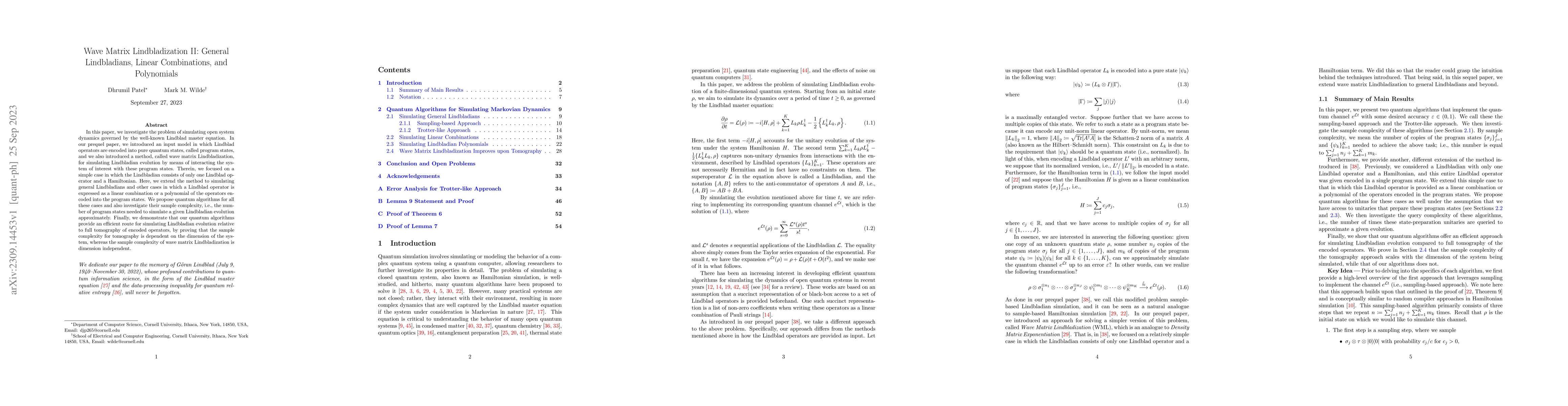 Thumbnail for Wave Matrix Lindbladization II: General Lindbladians, Linear
  Combinations, and Polynomials
