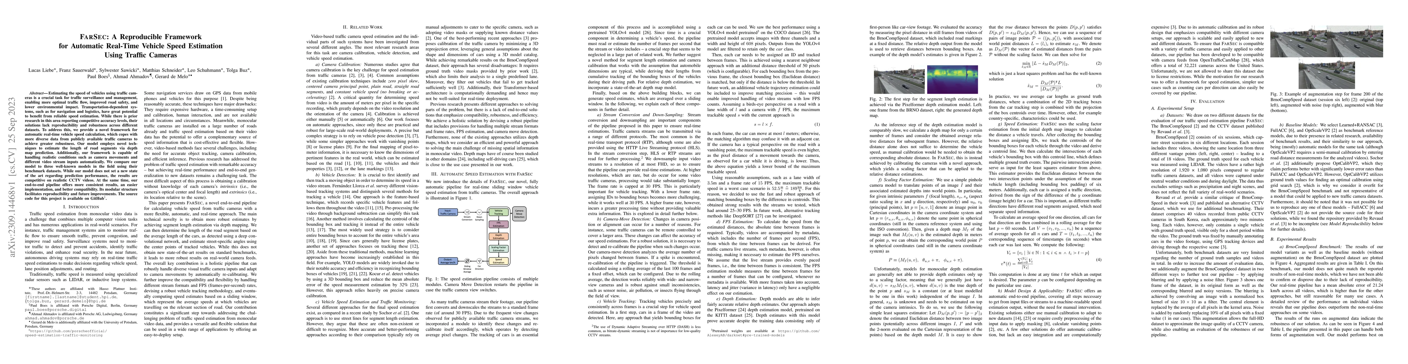 Thumbnail for FARSEC: A Reproducible Framework for Automatic Real-Time Vehicle Speed
  Estimation Using Traffic Cameras