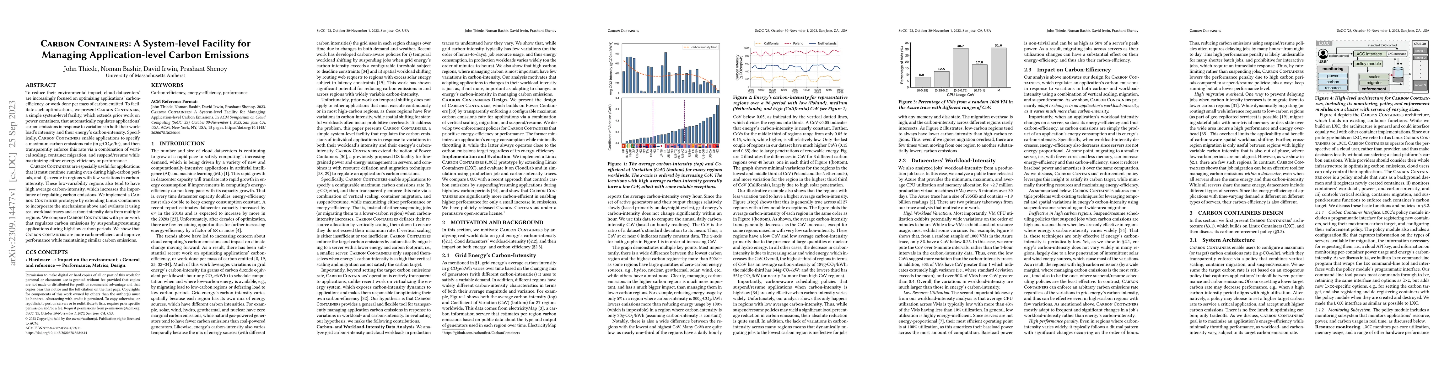 Thumbnail for Carbon Containers: A System-level Facility for Managing
  Application-level Carbon Emissions