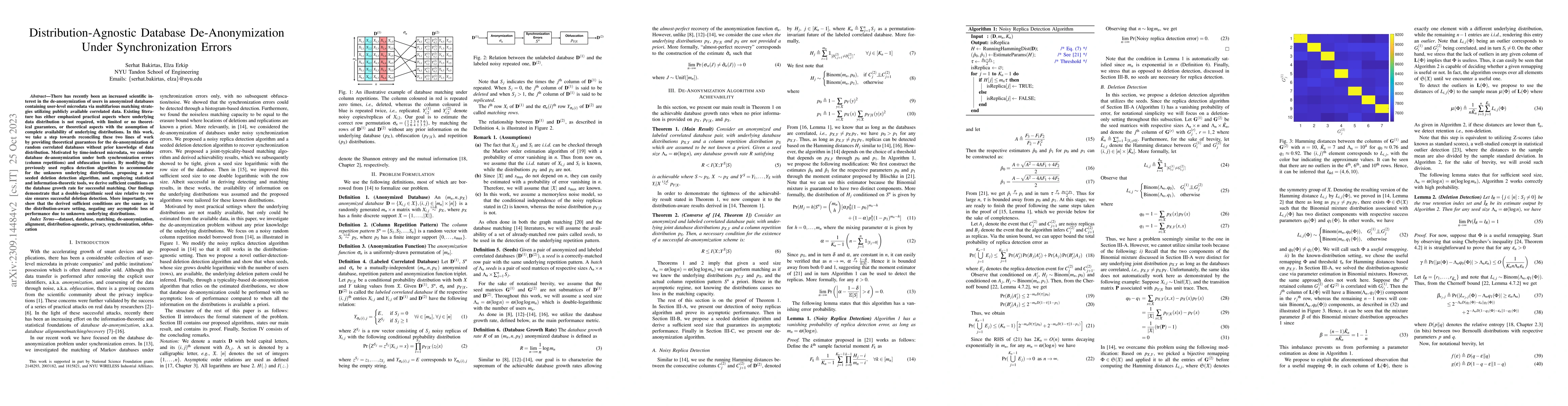 Thumbnail for Distribution-Agnostic Database De-Anonymization Under Synchronization
  Errors