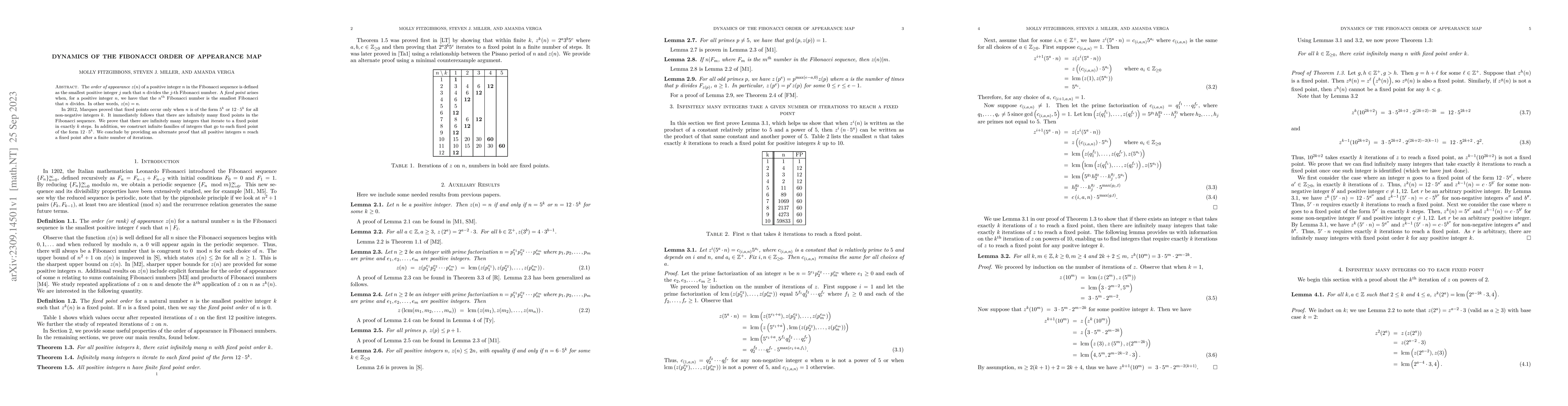 Thumbnail for Dynamics of the Fibonacci Order of Appearance Map