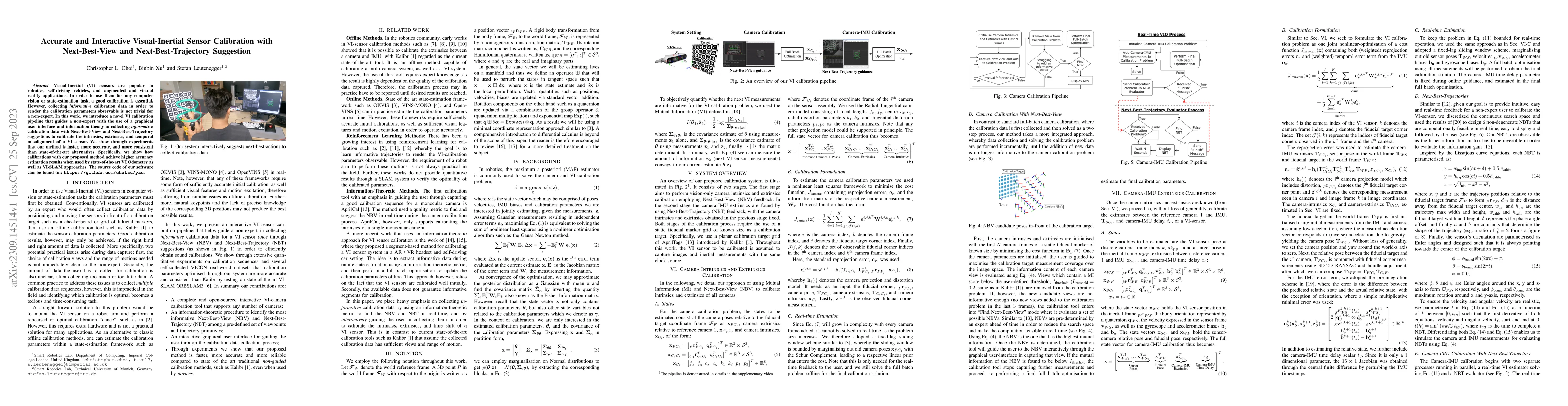 Thumbnail for Accurate and Interactive Visual-Inertial Sensor Calibration with
  Next-Best-View and Next-Best-Trajectory Suggestion