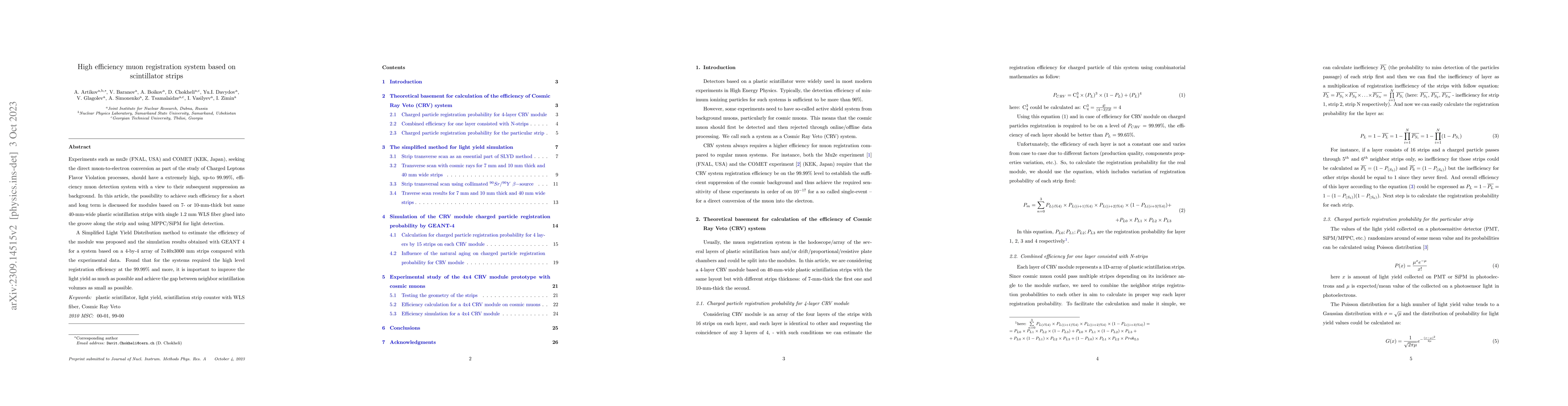 Thumbnail for High efficiency muon registration system based on scintillator strips