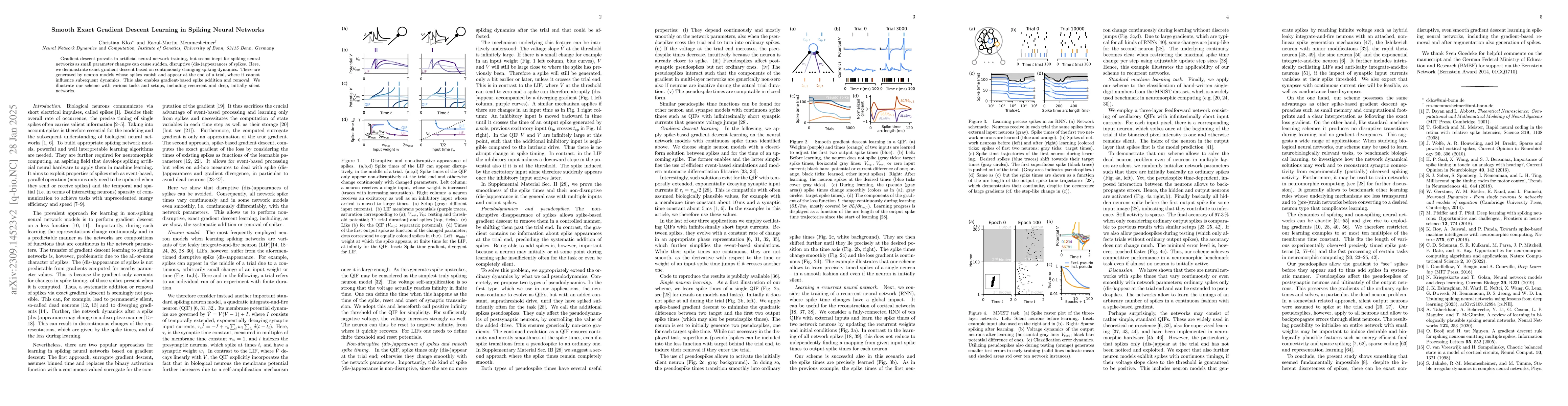 Thumbnail for Smooth Exact Gradient Descent Learning in Spiking Neural Networks