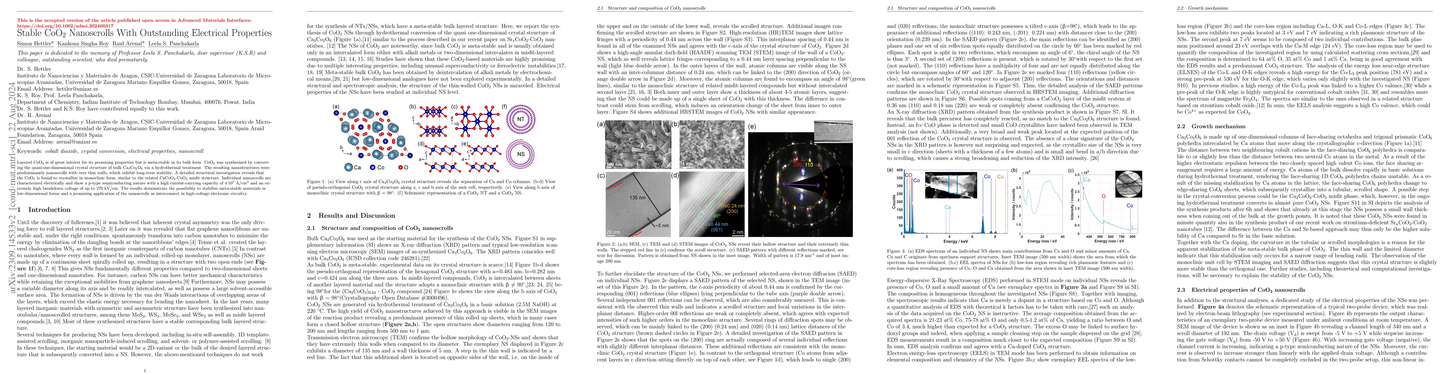 Thumbnail for Stable CoO$_2$ Nanoscrolls With Outstanding Electrical Properties