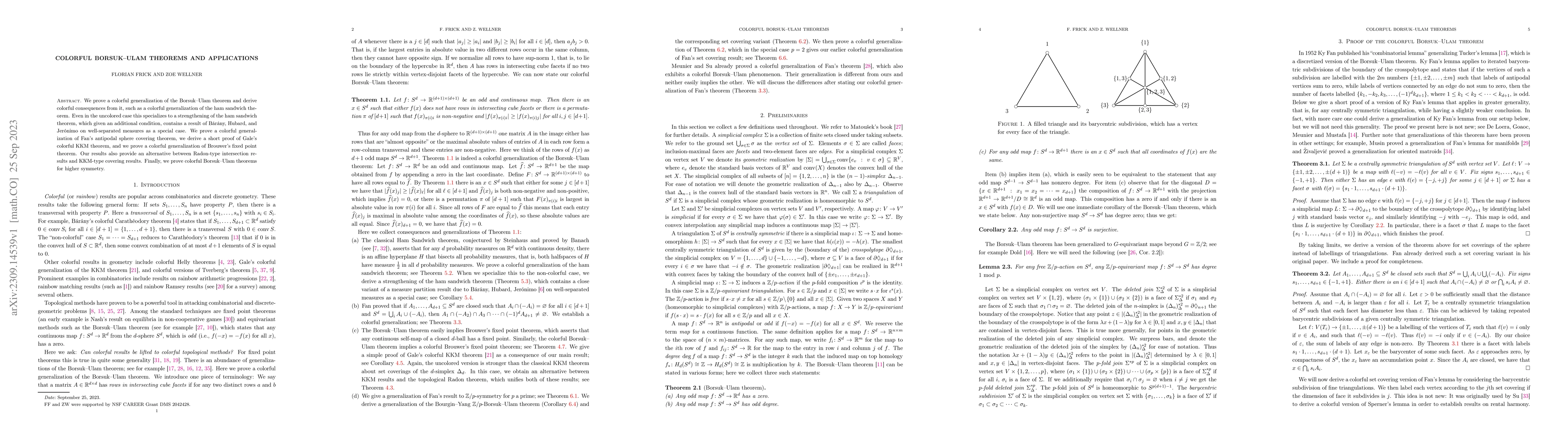 Thumbnail for Colorful Borsuk--Ulam theorems and applications