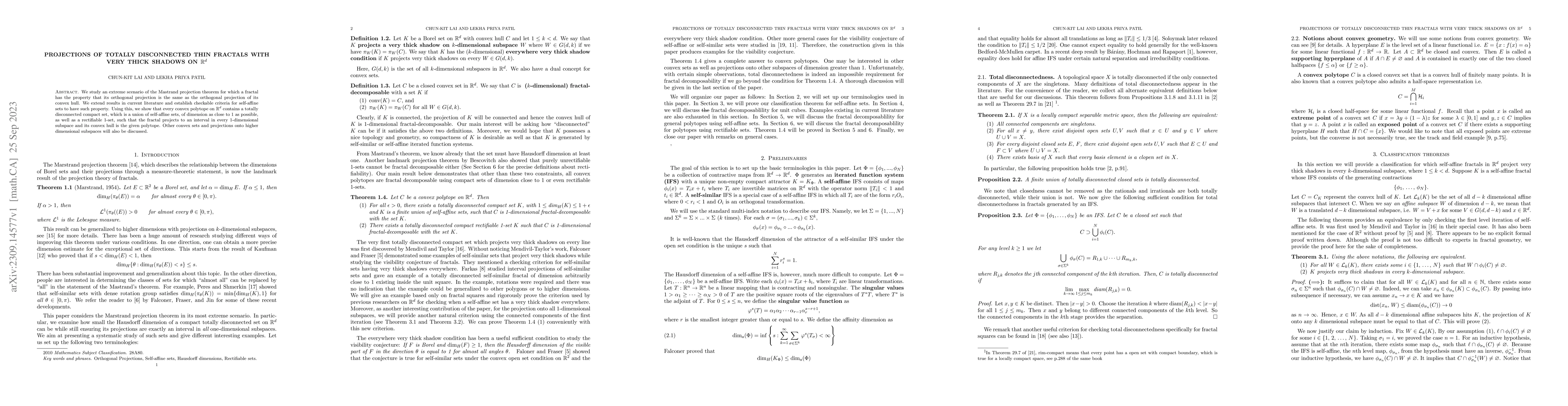 Thumbnail for Projections of totally disconnected thin fractals with very thick
  shadows on ${\mathbb R}^d$