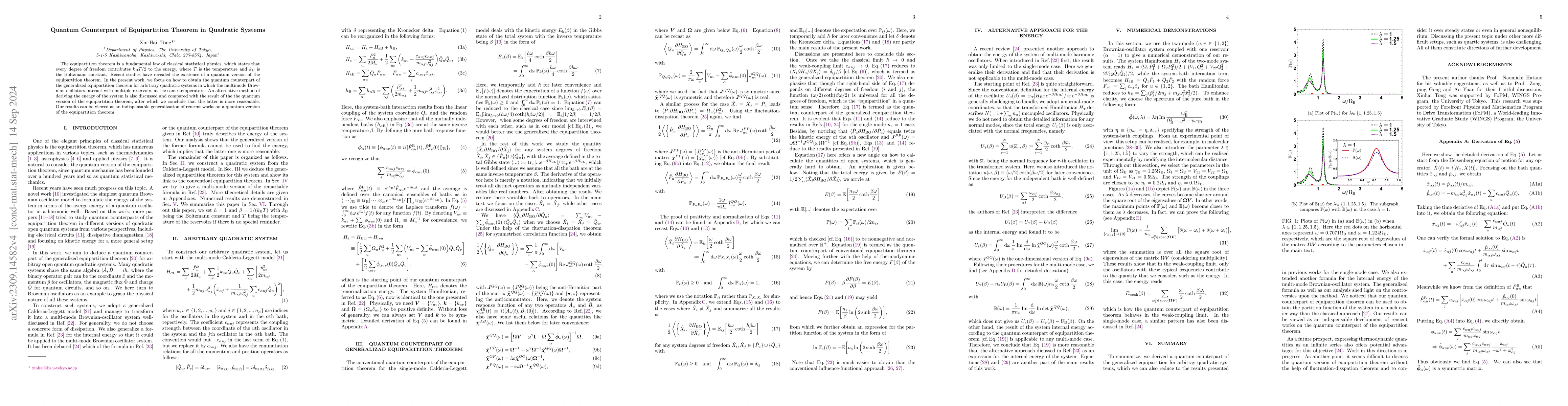 Thumbnail for Quantum Counterpart of Equipartition Theorem in Quadratic Systems