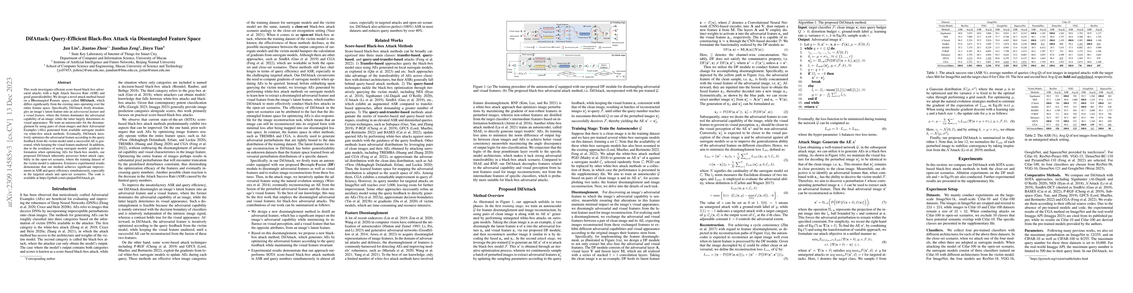 Thumbnail for DifAttack: Query-Efficient Black-Box Attack via Disentangled Feature
  Space