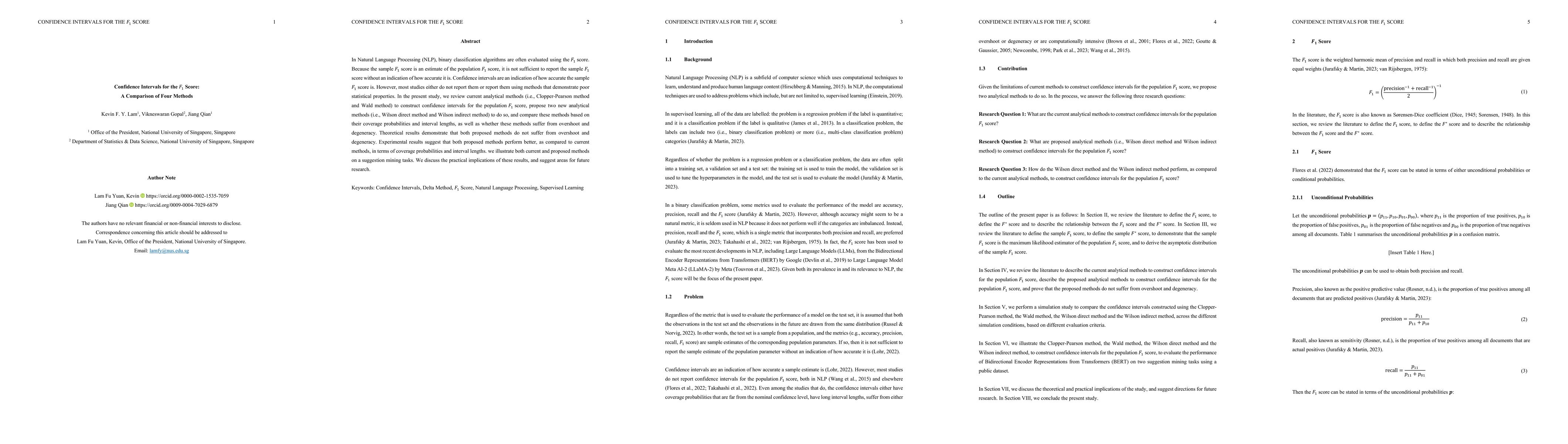 Thumbnail for Confidence Intervals for the F1 Score: A Comparison of Four Methods
