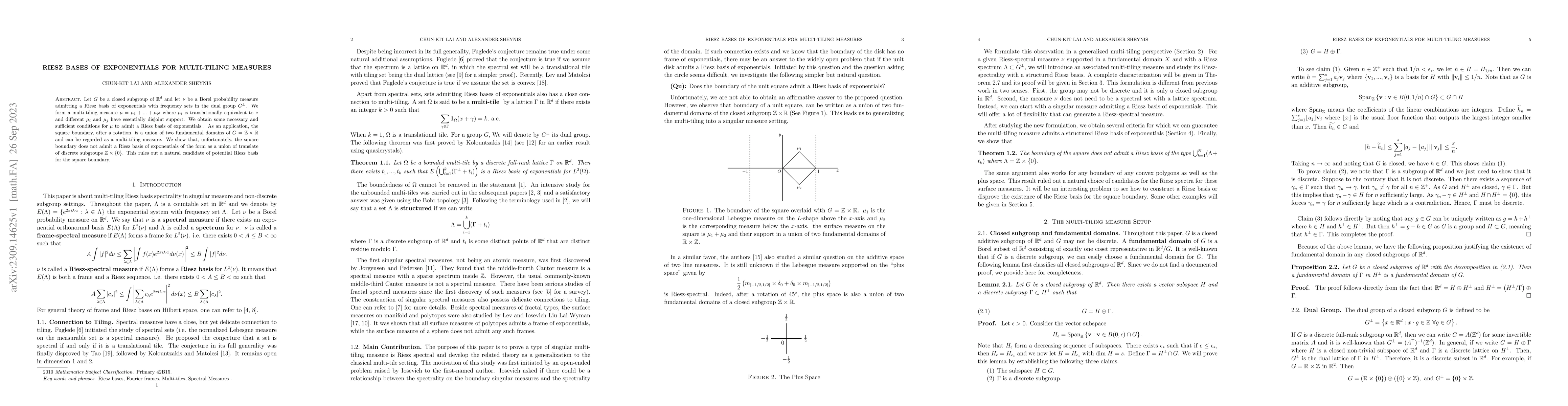 Thumbnail for Riesz bases of exponentials for multi-tiling measures