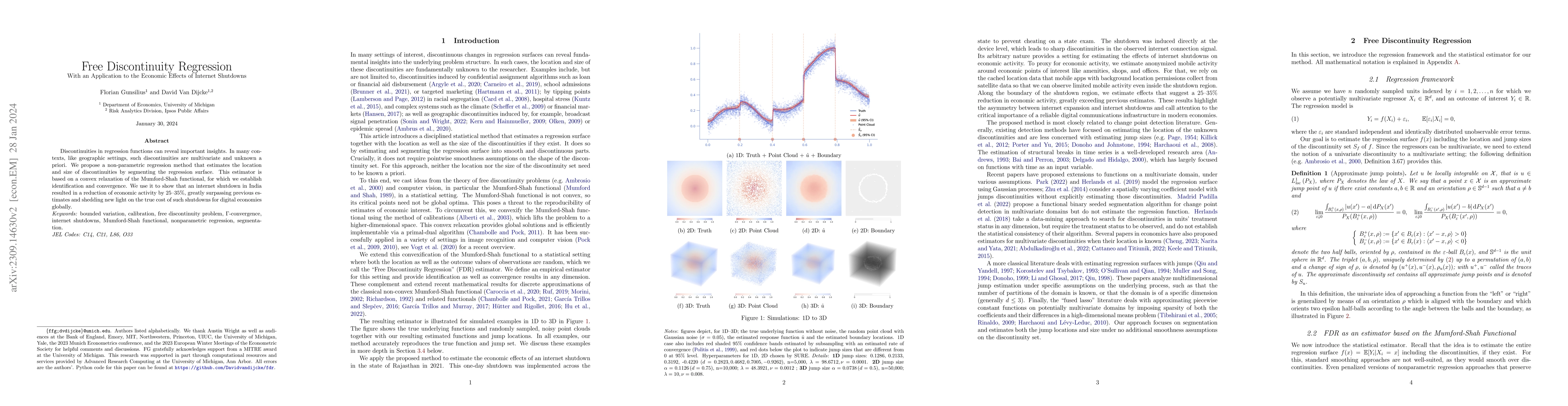 Thumbnail for Free Discontinuity Regression: With an Application to the Economic
  Effects of Internet Shutdowns