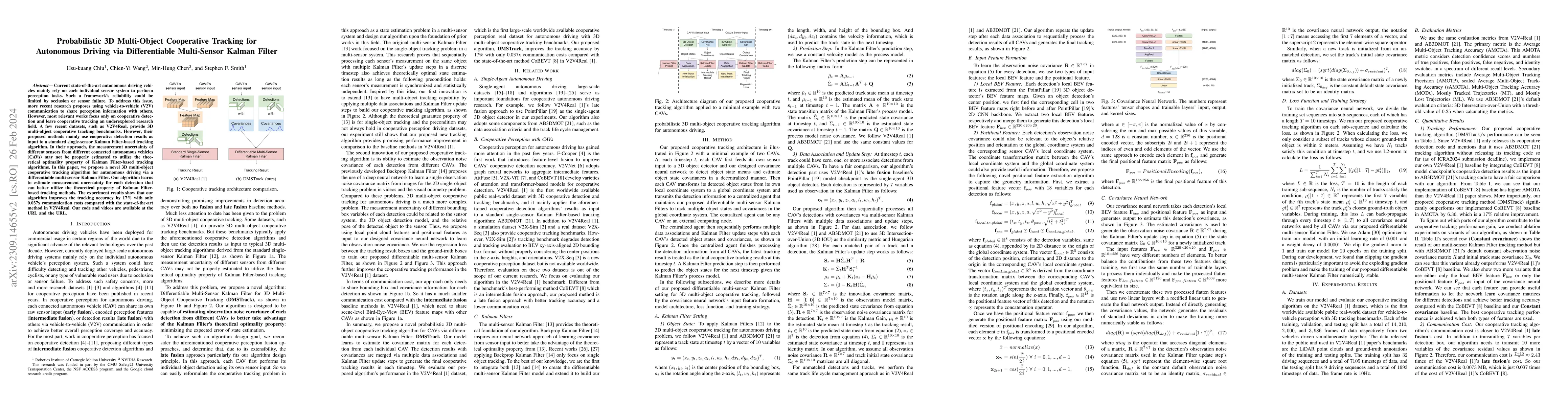 Thumbnail for Probabilistic 3D Multi-Object Cooperative Tracking for Autonomous
  Driving via Differentiable Multi-Sensor Kalman Filter