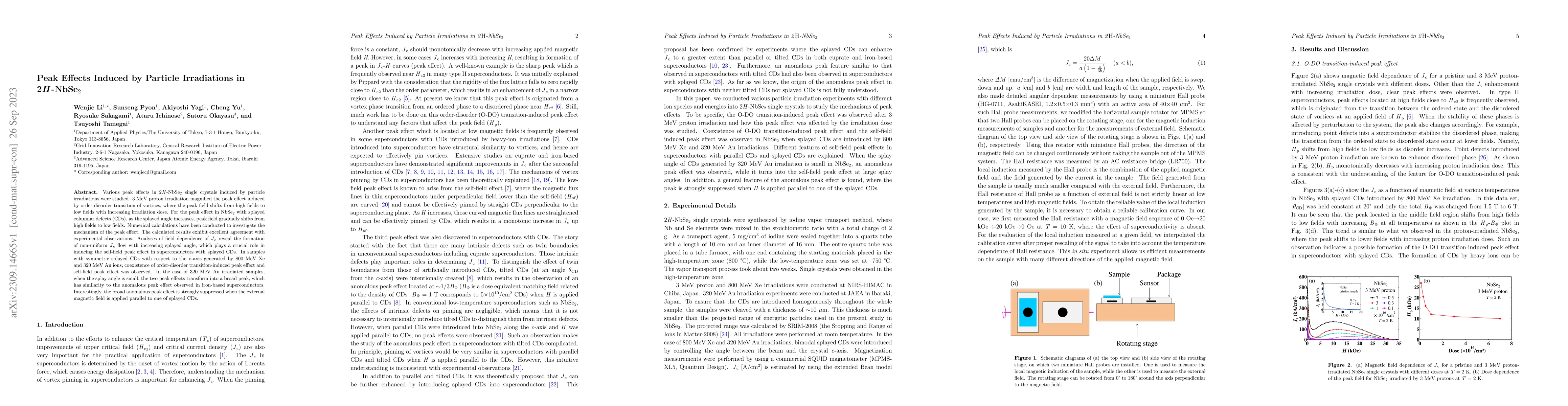 Thumbnail for Peak Effects Induced by Particle Irradiations in 2H-NbSe2