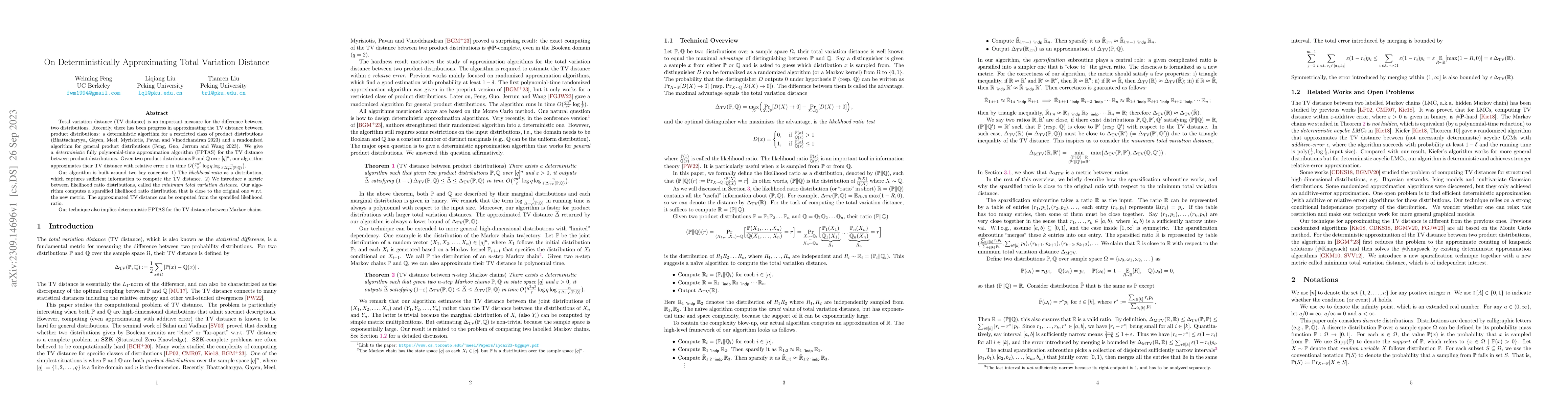 Thumbnail for On Deterministically Approximating Total Variation Distance