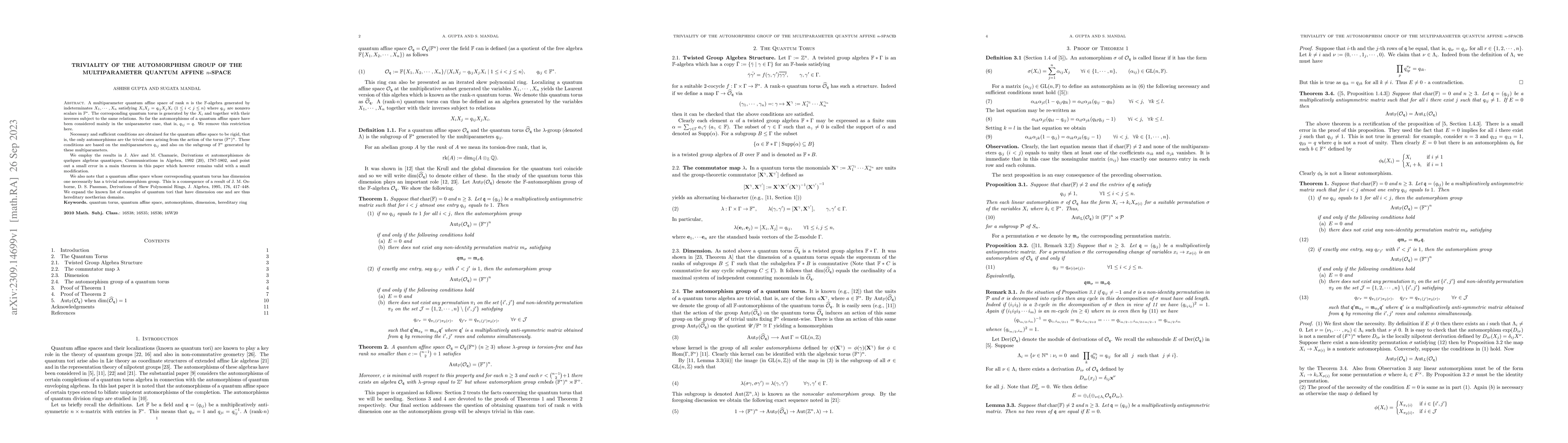 Thumbnail for Triviality of the automorphism group of the multiparameter quantum
  affine $n$-space