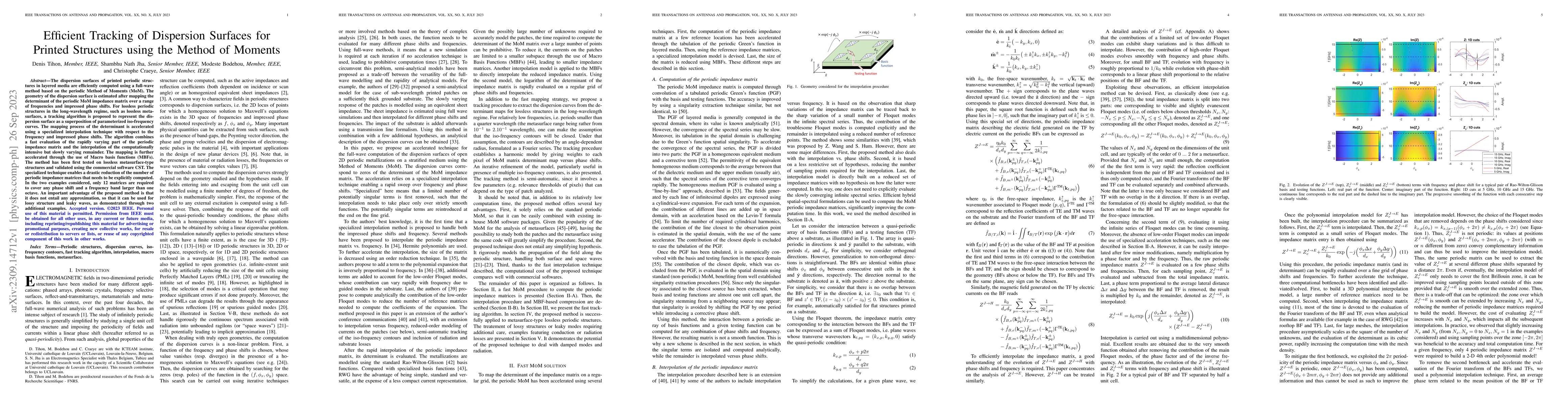 Thumbnail for Efficient Tracking of Dispersion Surfaces for Printed Structures using
  the Method of Moments