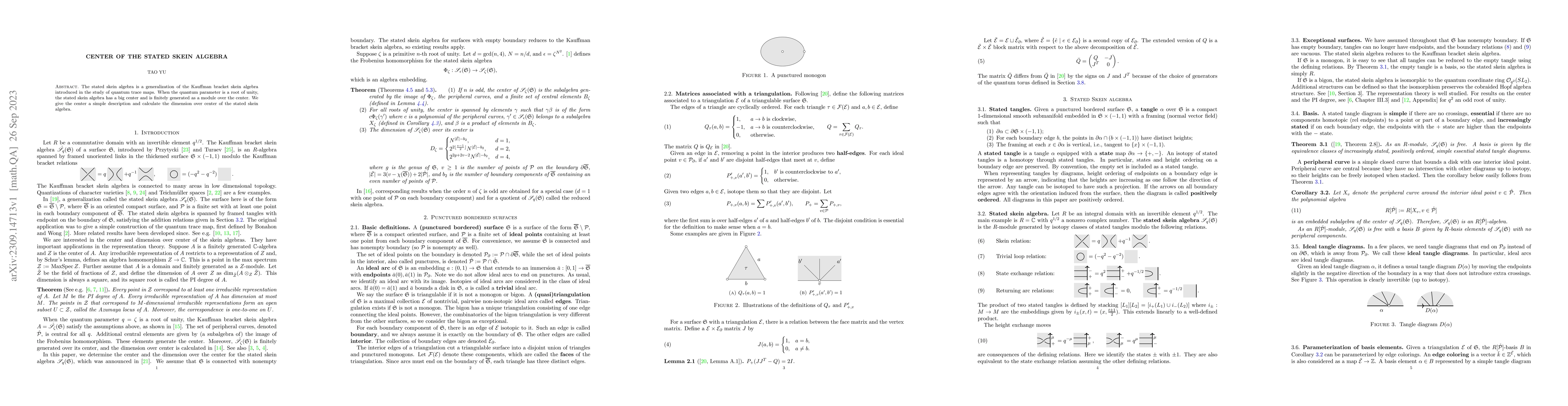 Thumbnail for Center of the stated skein algebra